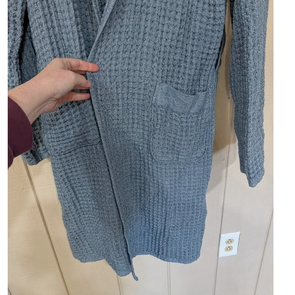 Onsen Hooded Waffle Robe Denim Blue Size L Supima Cotton Luxury Spa Huckberry‎